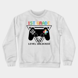 1st Grade Level Unlocked First Day of School Video Gamer Crewneck Sweatshirt